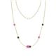 1 - Linea 0.59 ctw Pink Sapphire (4 mm) and Black Diamond Women Station Necklace 