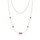 1 - Linea 0.61 ctw Pink Sapphire (4 mm) and Created Alexandrite Women Station Necklace 