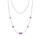 1 - Linea 0.52 ctw Pink Sapphire (4 mm) and Amethyst Women Station Necklace 