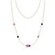 1 - Linea 0.60 ctw Pink Sapphire (4 mm) and Blue Sapphire Women Station Necklace 