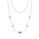 1 - Linea 0.55 ctw Pink Sapphire (4 mm) and Blue Topaz Women Station Necklace 