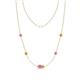 1 - Linea 0.52 ctw Pink Sapphire (4 mm) and Citrine Women Station Necklace 