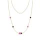 1 - Linea 0.61 ctw Pink Sapphire (4 mm) and Red Garnet Women Station Necklace 