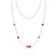 1 - Linea 0.58 ctw Pink Sapphire (4 mm) and Ruby Women Station Necklace 