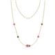 1 - Linea 0.59 ctw Pink Sapphire (4 mm) and Smoky Quartz Women Station Necklace 