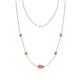 1 - Linea 0.52 ctw Pink Sapphire (4 mm) and Citrine Women Station Necklace 