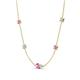 4 - Linea 0.52 ctw Pink Sapphire (4 mm) and Aquamarine Women Station Necklace 