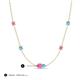 3 - Linea 0.55 ctw Pink Sapphire (4 mm) and Blue Topaz Women Station Necklace 