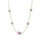 4 - Linea 0.55 ctw Pink Sapphire (4 mm) and Blue Topaz Women Station Necklace 