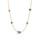 4 - Linea 0.52 ctw Pink Sapphire (4 mm) and Emerald Women Station Necklace 