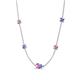 4 - Linea 0.59 ctw Pink Sapphire (4 mm) and Tanzanite Women Station Necklace 