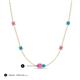 3 - Linea 0.52 ctw Pink Sapphire (4 mm) and Turquoise Women Station Necklace 