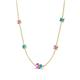 4 - Linea 0.52 ctw Pink Sapphire (4 mm) and Turquoise Women Station Necklace 