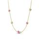 4 - Linea 0.51 ctw Pink Sapphire (4 mm) and Opal Women Station Necklace 