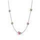 4 - Linea 0.61 ctw Pink Sapphire (4 mm) and Peridot Women Station Necklace 