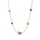 4 - Linea 0.58 ctw Pink Sapphire (4 mm) and Blue Diamond Women Station Necklace 