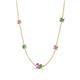 4 - Linea 0.61 ctw Pink Sapphire (4 mm) and Green Garnet Women Station Necklace 