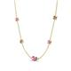 4 - Linea 0.59 ctw Pink Sapphire (4 mm) and Smoky Quartz Women Station Necklace 