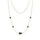 1 - Linea 0.64 ctw Red Garnet (4 mm) and Blue Diamond Women Station Necklace 