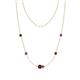 1 - Linea 0.58 ctw Red Garnet (4 mm) and Amethyst Women Station Necklace 