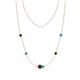 1 - Linea 0.58 ctw Red Garnet (4 mm) and Turquoise Women Station Necklace 