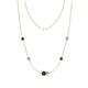 1 - Linea 0.61 ctw Red Garnet (4 mm) and Blue Topaz Women Station Necklace 