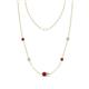 1 - Linea 0.50 ctw Ruby (4 mm) and Aquamarine Women Station Necklace 