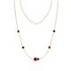 1 - Linea 0.56 ctw Ruby (4 mm) and Blue Diamond Women Station Necklace 