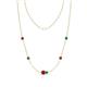 1 - Linea 0.50 ctw Ruby (4 mm) and Emerald Women Station Necklace 