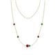 1 - Linea 0.58 ctw Ruby (4 mm) and Green Garnet Women Station Necklace 