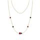 1 - Linea 0.56 ctw Ruby (4 mm) and London Blue Topaz Women Station Necklace 