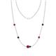 1 - Linea 0.56 ctw Ruby (4 mm) and London Blue Topaz Women Station Necklace 