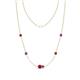 1 - Linea 0.50 ctw Ruby (4 mm) and Amethyst Women Station Necklace 