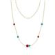 1 - Linea 0.50 ctw Ruby (4 mm) and Turquoise Women Station Necklace 