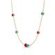 4 - Linea 0.50 ctw Ruby (4 mm) and Turquoise Women Station Necklace 