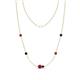 1 - Linea 0.58 ctw Ruby (4 mm) and Blue Sapphire Women Station Necklace 