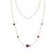 1 - Linea 0.53 ctw Ruby (4 mm) and Blue Topaz Women Station Necklace 