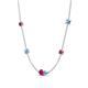 4 - Linea 0.53 ctw Ruby (4 mm) and Blue Topaz Women Station Necklace 
