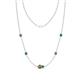1 - Linea 0.48 ctw Smoky Quartz (4 mm) and Emerald Women Station Necklace 