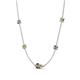 4 - Linea 0.56 ctw Smoky Quartz (4 mm) and Peridot Women Station Necklace 