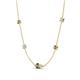 4 - Linea 0.48 ctw Smoky Quartz (4 mm) and Aquamarine Women Station Necklace 