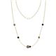 1 - Linea 0.55 ctw Smoky Quartz (4 mm) and Blue Sapphire Women Station Necklace 