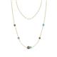 1 - Linea 0.51 ctw Smoky Quartz (4 mm) and Blue Topaz Women Station Necklace 