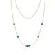 1 - Linea 0.48 ctw Smoky Quartz (4 mm) and Turquoise Women Station Necklace 