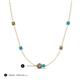 3 - Linea 0.48 ctw Smoky Quartz (4 mm) and Turquoise Women Station Necklace 