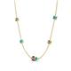 4 - Linea 0.48 ctw Smoky Quartz (4 mm) and Turquoise Women Station Necklace 