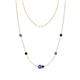 1 - Linea 0.55 ctw Tanzanite (4 mm) and Blue Sapphire Women Station Necklace 