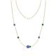 1 - Linea 0.47 ctw Tanzanite (4 mm) and Emerald Women Station Necklace 