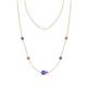 1 - Linea 0.56 ctw Tanzanite (4 mm) and Pink Sapphire Women Station Necklace 