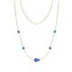 1 - Linea 0.47 ctw Tanzanite (4 mm) and Turquoise Women Station Necklace 